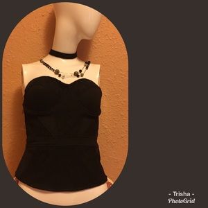 Charlotte Russe, Black knit & lace bustier, sz S